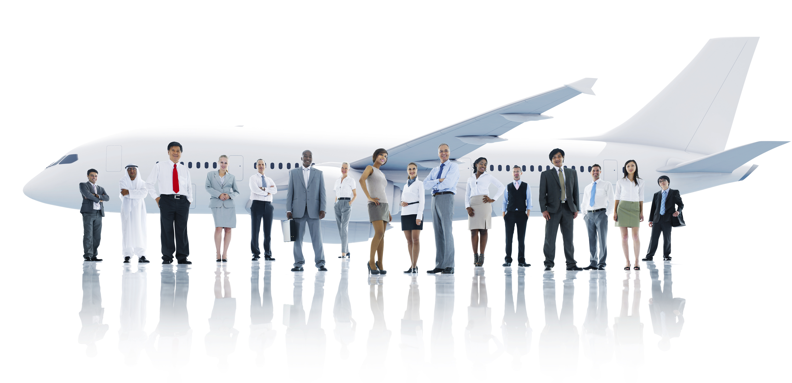 Multiethnic Group of Business People with Airplane